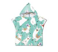 Enfants Serviette de Plage Poncho À Capuchon, Treer 3D Dessin Animé Microfibre Séchage Rapide Sports Bain Robes Peignoir Plage Serviettes de Natation pour Garçon,fille (60 * 60cm,Vert tendre)