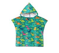 Enfants Serviette de Plage Poncho À Capuchon, Treer Microfibre Séchage Rapide Sports Bain Robes Peignoir Plage Serviettes de Natation pour Garçon,fille (60x60cm,Dinosaure vert)