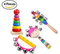 Enfants Set d'instruments de musique en bois Percussion Toys Musique Cadeau d'éducation précoce，(4 pièces / Set）