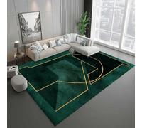 Enfants Tapis Salon Tapis Antidérapant Paillasson Chambre Décor Tapis Géométrie en Or Vert Foncé 160 X 230 Cm 3D Imprimé Flanelle Tapis - Polyester Doux Au Toucher Facile À Nettoyer -9O0Z4G4