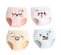 Enfants tout-petits nourrissons bébé filles garçons coton culotte impression cartoon sous-vêtements slips caleçons 4PCS étiquette ensemble, Rose, 18-24 mois