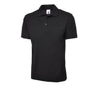 Enfants Uni Polo Manches Courtes Porte-nom Ecole Sport Décontracté Loisir - Synthétique, Noir, 50% coton 50% polyester, 11-13 ans