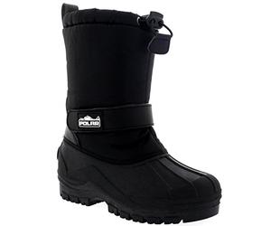 Enfants Unisexes Enfiler Nylon Hiver Neige Pluie Bottes De Fourrure - BLK39 - AYC0154