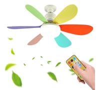 Enfants Ventilateur Plafond Avec Lumiere Dimmable Acrylique Luminaire Chambre À Coucher Ventilateur Plafonnier Pales Colorées 3 Vitesses Tri-Colour Plafonniers Avec Détachables Ventilateurs Timer