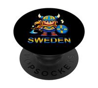 Enfants Viking Suédoise Fille Suède Pride Patriotique Maman Femme PopSockets PopGrip Adhésif