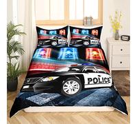 Enfants Voiture de Police Jeune Enfant Ensemble de Literie Policeman Garçon Adulte Housse de Couette 140x200cm Fille Noir Polica Voiture Parure de Lit voiture décoration Literie set 2 pièces