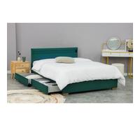 Enfield - Structure De Lit En Velours Vert Avec Rangements Et Led Intégrées - 140x190 Cm Vert