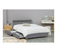 Enfield - Structure De Lit En Velours Gris Avec Rangements Et Led Intégrées - 160x200 Cm Gris