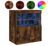 Enfilade/Bahut/Vitrine - Rustique - Buffet avec lumières LED chêne fumé 60 x 37 x 67 cm @483570