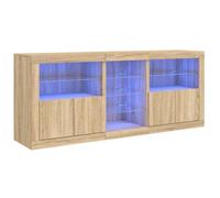 Enfilade/Bahut/Vitrine - Rustique - Buffet avec lumières LED chêne sonoma 162 x 37 x 67 cm @190445