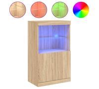 Enfilade/Bahut/Vitrine - Rustique - Buffet avec lumières LED chêne sonoma 60,5 x 37 x 100 cm @627556