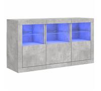 Enfilade/Bahut/Vitrine - Rustique - Buffet avec lumières LED gris béton 123 x 37 x 67 cm @217545