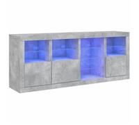 Enfilade/Bahut/Vitrine - Rustique - Buffet avec lumières LED gris béton 164 x 37 x 67 cm @283947