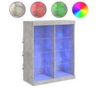 Enfilade/Bahut/Vitrine - Rustique - Buffet avec lumières LED gris béton 81 x 37 x 100 cm @980163