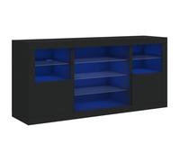 Enfilade/Bahut/Vitrine - Rustique - Buffet avec lumières LED noir 142,5 x 37 x 67 cm @848371