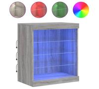 Enfilade/Bahut/Vitrine - Rustique - Buffet avec lumières LED sonoma gris 60,5 x 37 x 67 cm @881869