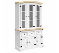 Enfilade/Bahut/Vitrine - Rustique - Buffet haut Corona blanc 112 x 43 x 196 cm bois massif pin mex icain @850591