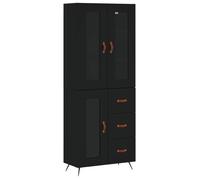 Enfilade/Bahut/Vitrine - Rustique - Buffet haut Noir 69,5 x 34 x 180 cm Bois d'ingénierie @807906
