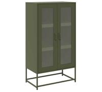 Enfilade/Bahut/Vitrine - Rustique - Buffet haut vert olive 68 x 39 x 123 cm acier @789523