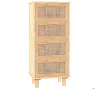 Enfilade/Bahut/Vitrine - Rustique - Buffet Marron 40 x 30 x 90 cm Bois de pin massif et rotin naturel @986717
