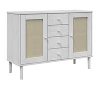 Enfilade/Bahut/Vitrine - Rustique - Buffet SENJA aspect rotin blanc 112 x 40 x 80cm bois massif de pin @567233
