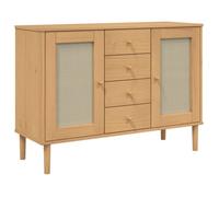 Enfilade/Bahut/Vitrine - Rustique - Buffet SENJA aspect rotin marron 112 x 40 x 80cm bois massif de pin @115762