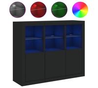 Enfilade/Bahut/Vitrine - Rustique - Buffets avec lumières LED 3 pcs noir bois d'ingénierie @955149