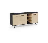 Enfilade Buffet - KENT - Chêne de fil / Sidewalk - 3 portes ouvrantes - 3 niches - L 160,7 x l 43,9 x H73,3 cm