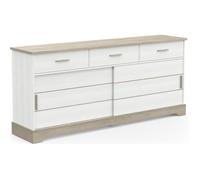 Enfilade de 2 portes coulissantes coloris chêne kronberg - blanc - longueur 200 x profondeur 45 x hauteur 89,3 cm