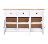 Enfilade de rangement Blanc - LEMON® Buffet bas Blanc - 135x40x80cm Pin solide Gamme Panama 496 - Soldes