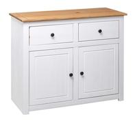 Enfilade de rangement Blanc - LEMON® Buffet bas Blanc - 93x40x80cm Pin Gamme Panama 672 - Soldes