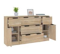 Enfilade de rangement Brun - LEMON® Ensemble de buffets 3 pcs - Meuble de salon - Chêne sonoma - Bois d'ingénierie 390 - Soldes