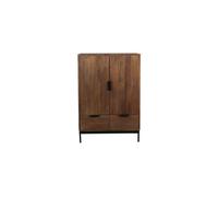 Enfilade en bois de manguier marron, 2 portes, 2 tiroirs, avec rangement, pieds noirs, poignées noires - Dutchbone, Saroo - 80x40x115 cm