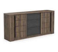 Enfilade MONACO Décor chene et 2 Portes 3 Tiroirs L206 P44 9 H94 cm CBA MEUBLE