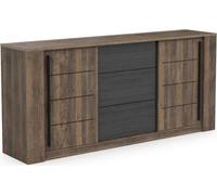 Enfilade MONACO -Reproduction chene et noir - 2 Portes + 3 Tiroirs - L206 x P44,9 x H94 cm - CBA MEUBLES