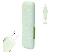 Enfile-aiguille à coudre à la main avec découseurs, outil de couture 2 en 1 avec rangement d'aiguille intégré, accessoires de kit broderie pour un enfilage facile, vert, 2 pièces.