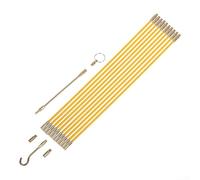 Enfile-câble électrique en fibre de verre avec 10 tiges de 33 cm et 4 mm de diamètre - Jaune avec guide flexible à ressort - Connecteurs à œillets coulissants pour électriciens et commerçants