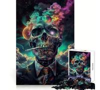 Enfilez Votre Costume ! Puzzle de 1000 pièces Tête de Mort fumée pour Adultes, Jeu de logique mentale, Anti-Stress, découpe Ferme, Cadeau Parfait 38x26cm