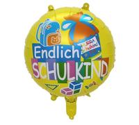 Enfin - Ballon gonflable rond - Décoration de rentrée des classes Hurra - Jaune - 45 x 53 cm - Parfait pour la rentrée scolaire - Gonflable à l'air et à l'hélium - Anniversaire d'enfant
