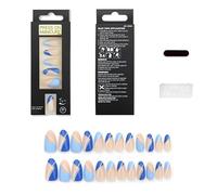 Enfoncé sur les ongles, Kit de pose d'ongles à coller avec lime à colle, forme ovale en amande, French manucure, 24 pièces, plusieurs tailles, couleur chair(0080-A009)