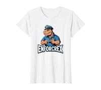 Enforcrex Jeu de Mots Amusant en Forme de Dinosaure de Police T Rex T-Shirt Graphique avec Valeur, Femme, Blanc, L