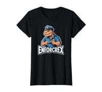 Enforcrex Jeu de Mots Amusant en Forme de Dinosaure de Police T Rex T-Shirt Graphique avec Valeur, Femme, Noir, L