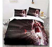 Enfunt-Home Housse de Couette Les Stars du Football, Parure de lit 3D en Microfibre avec Housse de Couette 140x200cm et taie d'oreiller pour Enfant 65x65cm