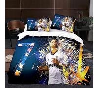 Enfunt-Home Housse de Couette Les Stars du Football, Parure de lit 3D en Microfibre avec Housse de Couette 240x260cm et taie d'oreiller pour Enfant 65x65cm