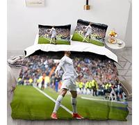 Enfunt-Home Housse de Couette Les Stars du Football, Parure de lit 3D en Microfibre avec Housse de Couette 200x200cm et taie d'oreiller pour Enfant 50x75cm