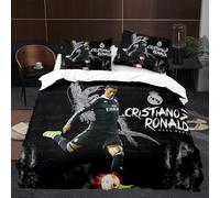 Enfunt-Home Housse de Couette Les Stars du Football, Parure de lit 3D en Microfibre avec Housse de Couette 220x240cm et taie d'oreiller pour Enfant 65x65cm