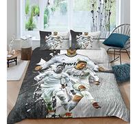 Enfunt-Home Les Stars du Football Cristiano Ronaldo Housse de Couette 140x200cm,Parure de Lit en Microfibre - avec 1 Taie d'oreiller 65x65cm