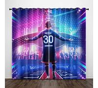 Enfunt-Home Rideaux Chambre,Impression 3D Les Stars du Football Parisien Rideau Occultant Oeillets Ensemble Lot de 2 Rideaux Occultants
