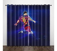 Enfunt-Home Rideaux Chambre,Impression 3D Les Stars du Football Parisien Rideau Occultant Oeillets Ensemble Lot de 2 Rideaux Occultants