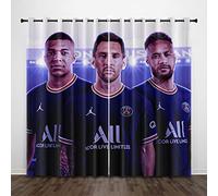 Enfunt-Home Rideaux Chambre,Impression 3D Les Stars du Football Parisien Rideau Occultant Oeillets Ensemble Lot de 2 Rideaux Occultants